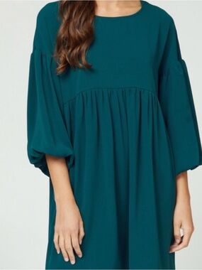 ARULA Size 18/20 B Teal Long-Sleeve Balloon-Sleeve Dress